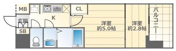 ＪＲ難波駅 徒歩4分 13階の物件間取画像